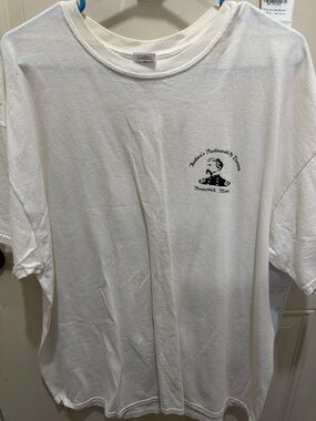 Gildan White Short-Sleeve Tee with Small Black Chest Graphic